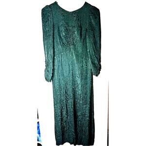 H&M Dark Green Maxi dress long sleeve sz. 2 Jacquard Prairie Cottagecore